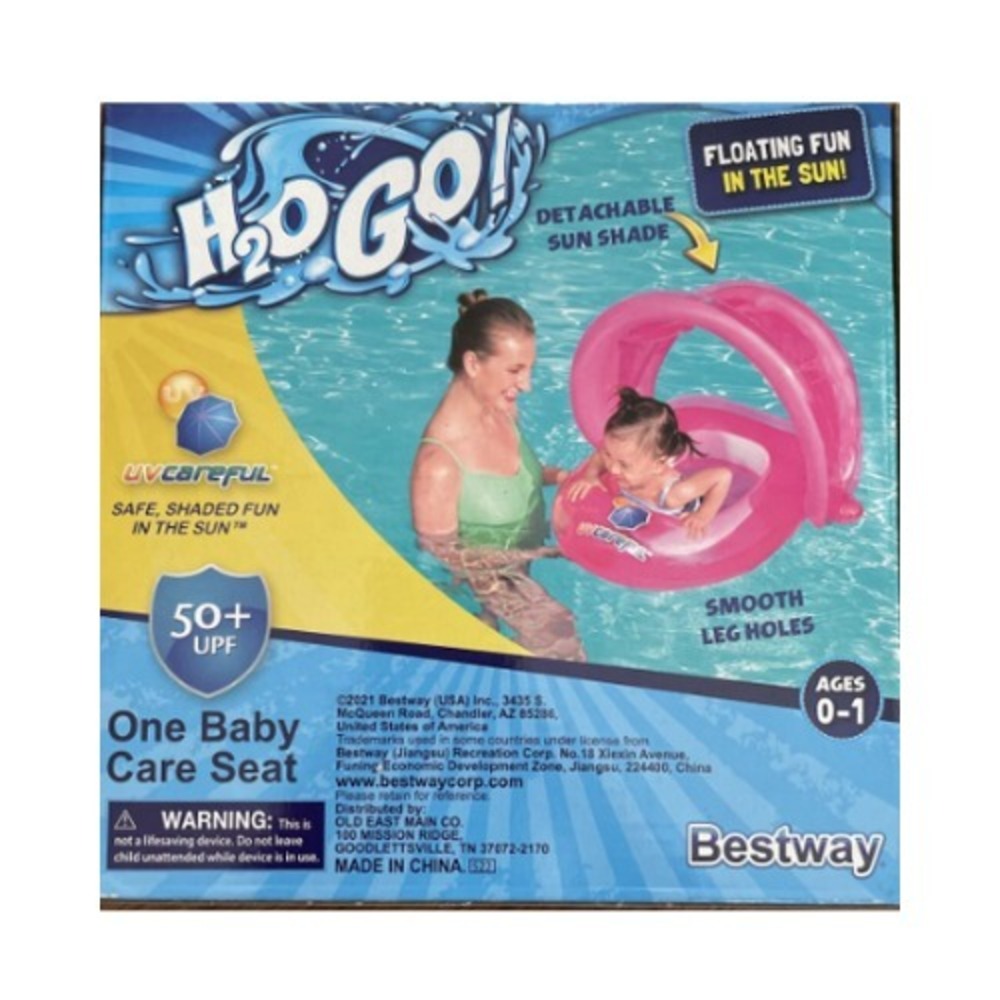 H2O Go! Bestway Baby Care Seat Baby Pool Float Ages 0-1 Detachable Sun Shade New - Picture 2 of 3